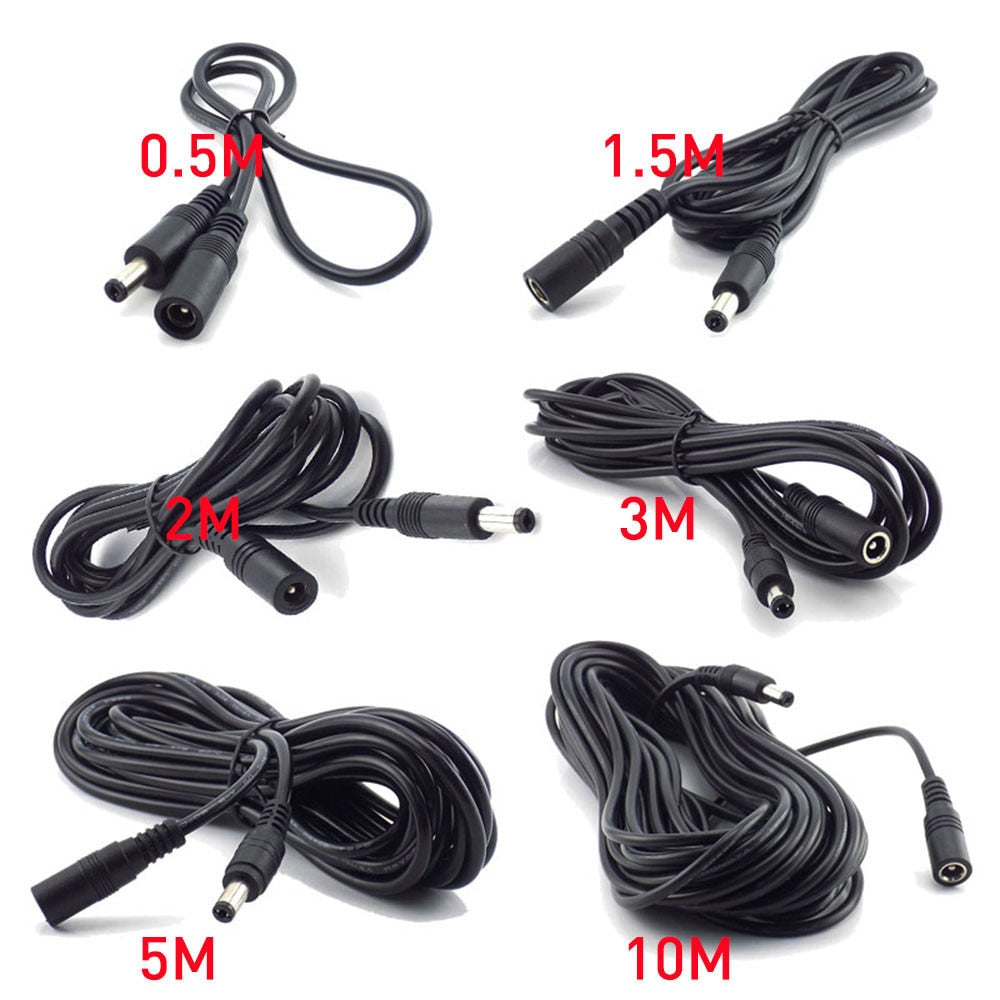 10m 5m 3M 2m 1m 5.5 x 2.1mm DC Power connector Jack Adapter lead cord 12v cable DC female Male extension external Plug