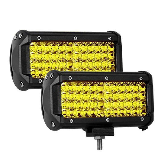 7 Inch Offroad yellow LED Bar 12V 24V Yellow LED Light Bar for Truck Boat 4x4 Jeep 4wd Atv 3000K LED Work Light Car Fog Light