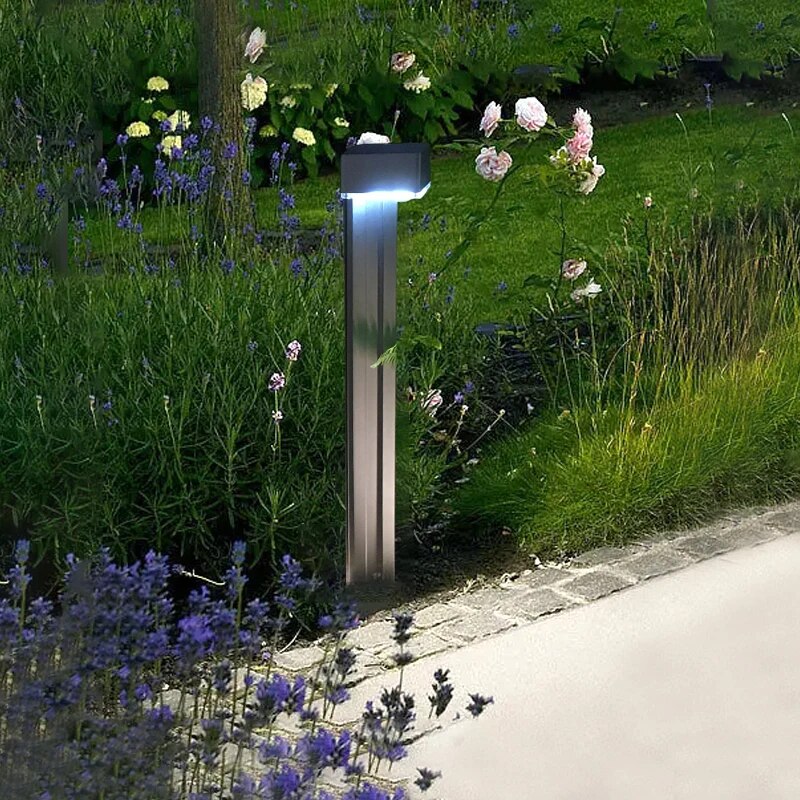ACMESHINE 1Pack 500Lumens Solar Garden Outdoor Bollard Lights Pillar Light Solar Fixture Landscape Lighting Lawn Path Lamp