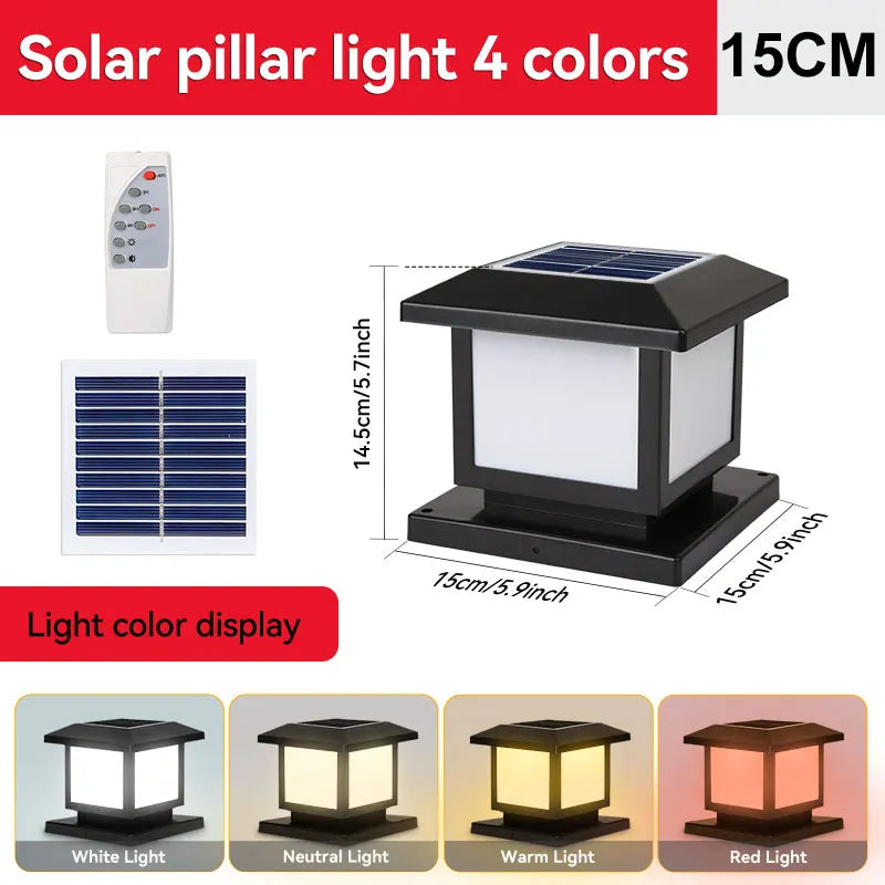 LED Solar Lights Outdoors Waterproof Solar Column Light Classical style Timed with Remote Control LED Light for Garden Patio