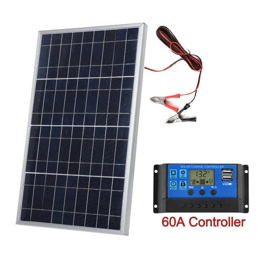 Solar Panel 18V 20W Portable Controller Power Set Alligator Clip Outdoor Rechargeable Household Solar Generator Solar Charger RV