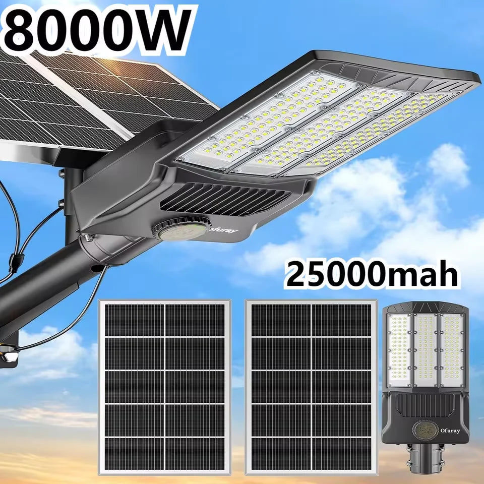 8000W Solar Street Lights 480000LM Commercial Parking Lot Light Dusk to Dawn 6500K Solar Security Flood Lights for Road Garden