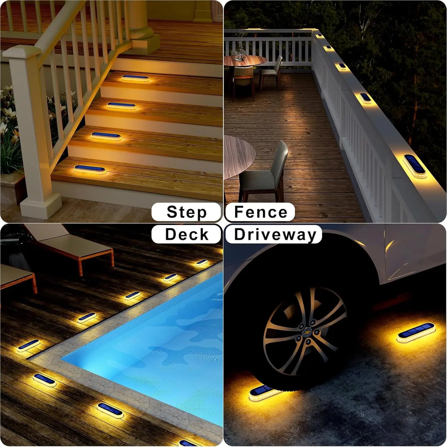 Quality Solar Deck Lights Auto On/OFF Outdoor Waterproof IP68 Led Solar Garden Step Lights for Stairs Fence Yard Patio Pathway