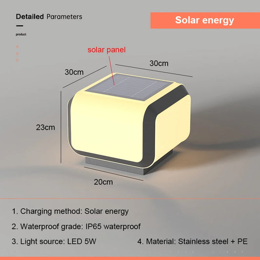 Solar Pillar Lights Outdoor Waterproof LED Wall Lamp Lighting Home Decor Solar Energy Square Lamp Villa Gate Garden Door Fence
