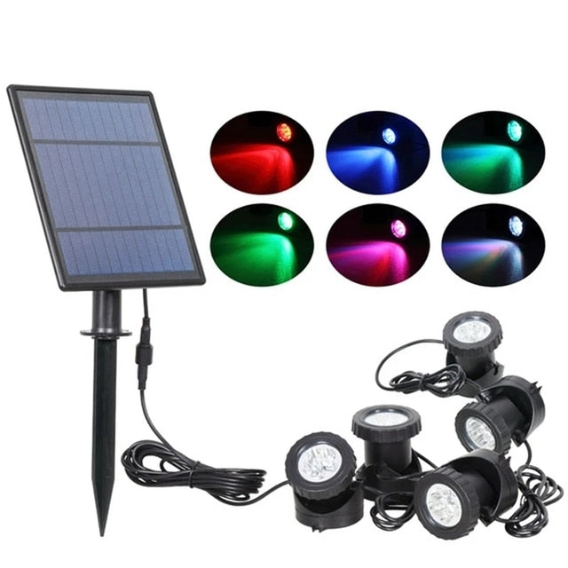 Solar Underwater Lights Outdoor RGB Waterproof Garden Pool Yard Landscape Spotlights Pond Aquarium Fish Tank Decor Solar Lamp