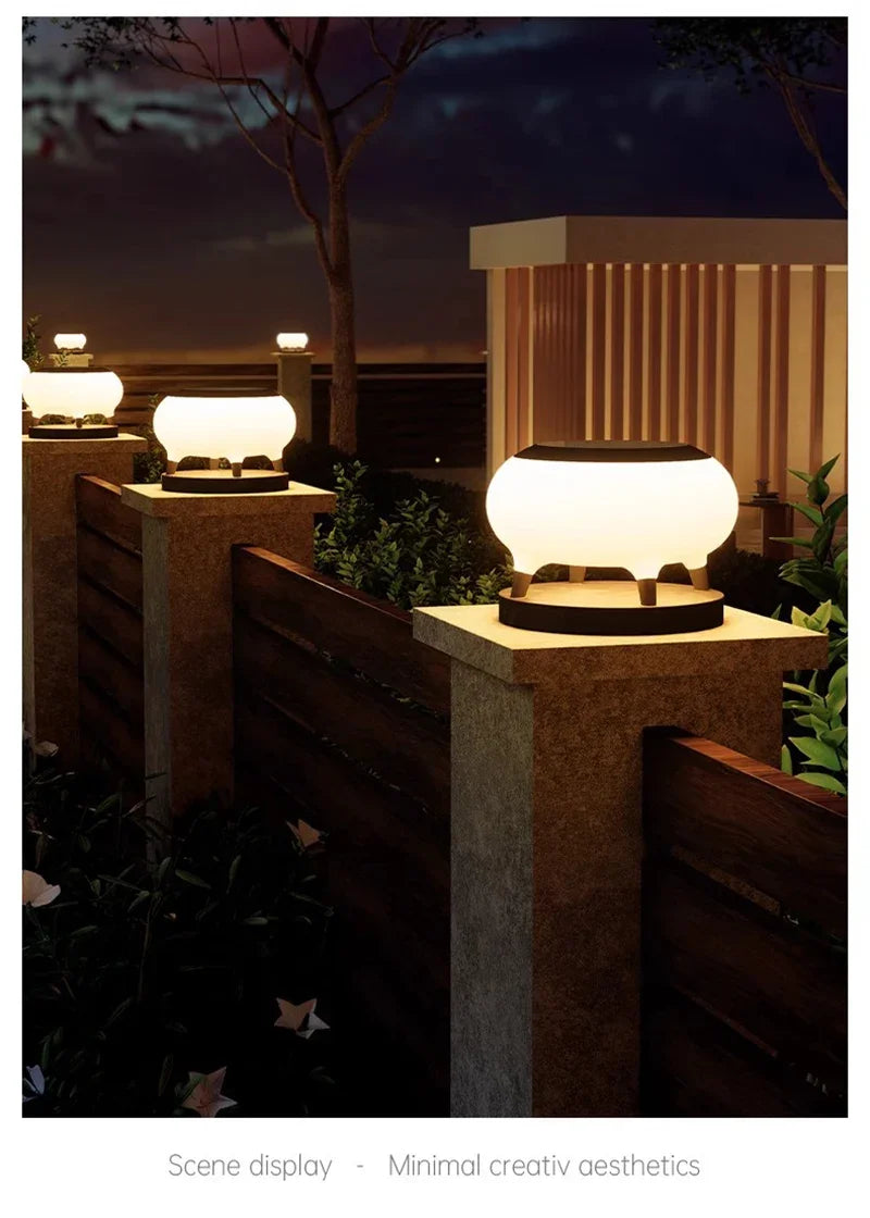 Solar Pillar Lights Outdoor Waterproof Home Decor LED Wall Lamp Gate Garden Lighting Decor Solar Energy Super Bright Door Villa