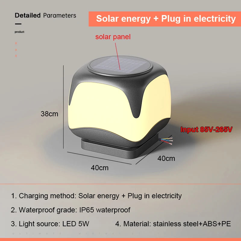 Solar Pillar Lights Outdoor Waterproof Lighting Solar Energy Doorpost Lamp LED Wall Lamp Home Decor Fence Villa Gate Garden Door