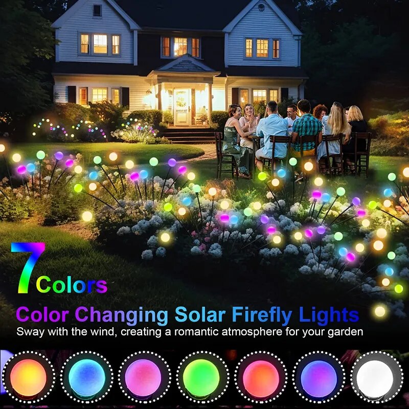 10 Pack Solar Garden Lights 100 LED Firefly Lights Solar Outdoor Waterproof Solar Powered High Flexibility Swaying Landscape Lawn. Free Shipping