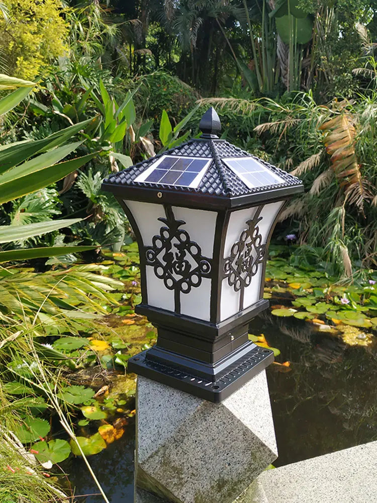 LED Solar Lamp Outdoor Waterproof And Automatic Dimming Garden Lights Modern Style Landscape Decoration Backyard Pillar Light