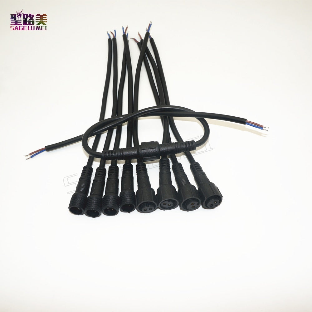 Male to Female 5/10/20/50 pairs 2pin 3pin 4pin 5pin led Connector Waterproof IP68 BLACK Cable for LED Strips Light or Low Voltage Applications
