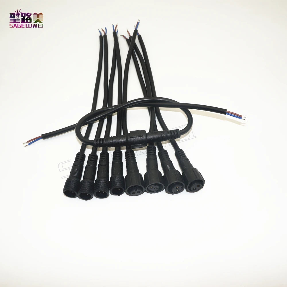 5/10/20/50 pairs Male to Female 2pin 3pin 4pin 5pin led Connector Waterproof IP68 BLACK Cable for LED Strips Light - Free Shipping