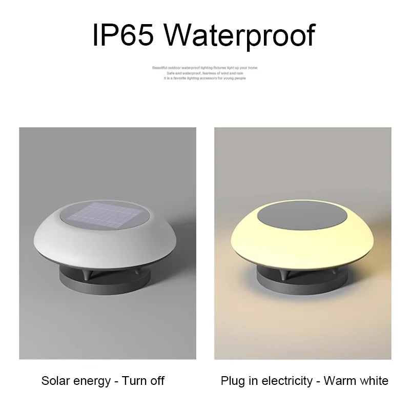 Solar Pillar Lights LED Wall Lamp Outdoor Waterproof Round Model Home Decor Gate Garden Lighting Decor Solar Energy Super Door