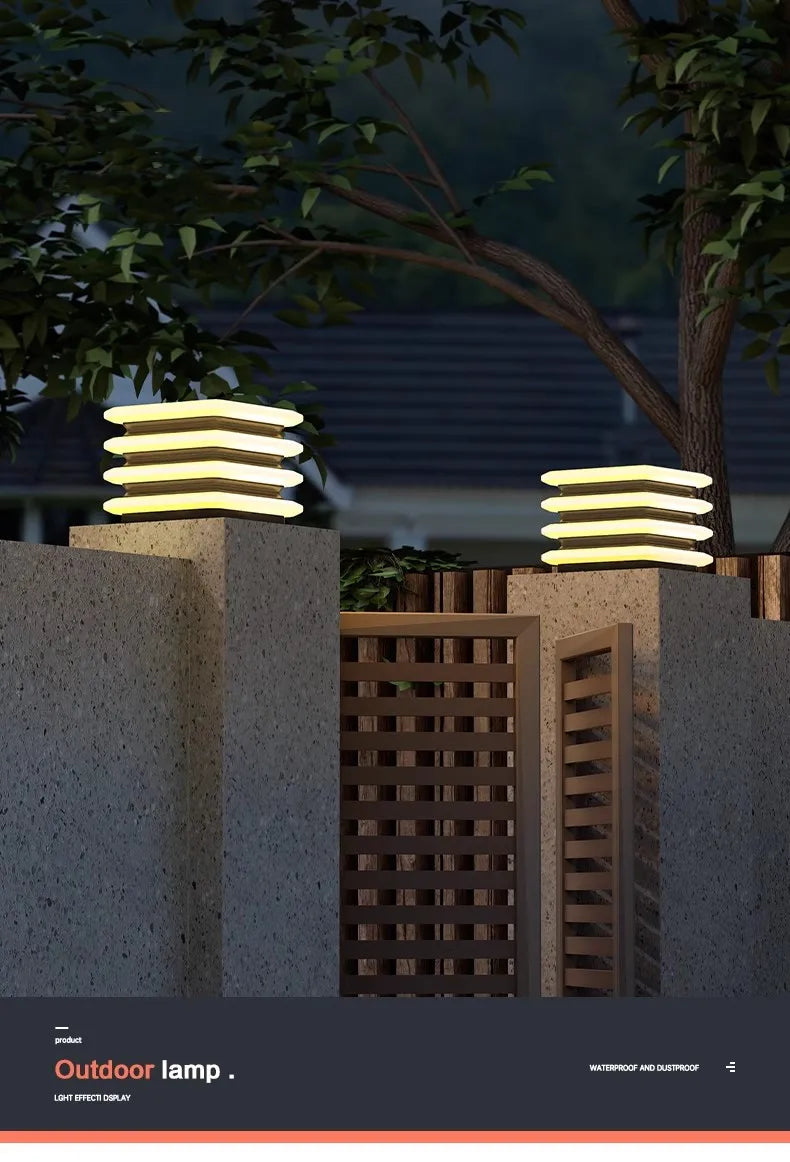 Waterproof Solar Wall Lawn Lamp Solar Column Head Light Outdoor Courtyard Door Pillar Lamp Outdoor Post Light Villa DoorLighting