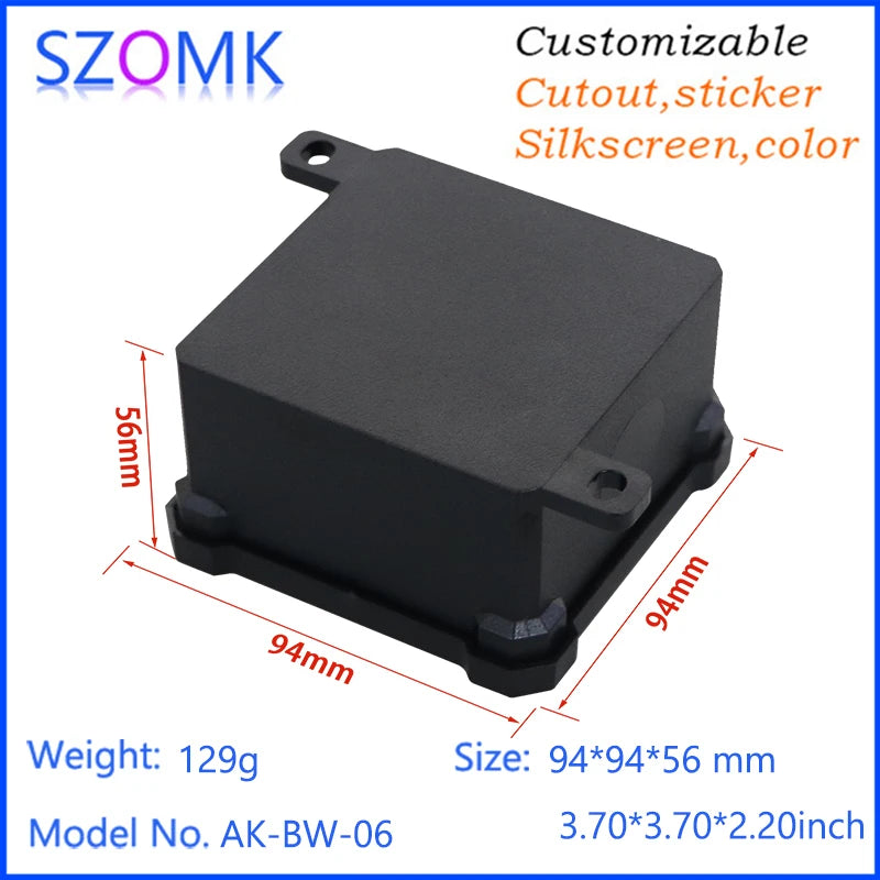 IP68 SZOMK Black Box Outdoor Waterproof Case Plastic Box Electronic Project Case Instrument Waterproof Junction Box Housing