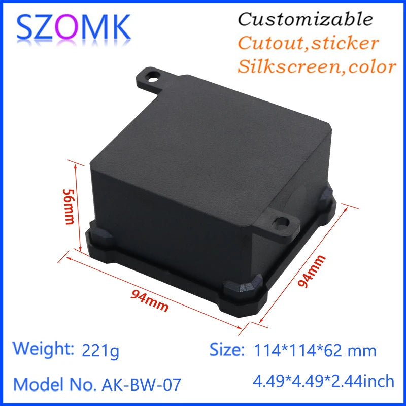 IP68 SZOMK Black Box Outdoor Waterproof Case Plastic Box Electronic Project Case Instrument Waterproof Junction Box Housing