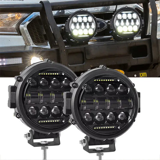 7-inch 60w  Round Led Lights Spotlight Super Bright Offroad LED Work Light Bar Adjustable Mounting Bracket Daytime Running Light