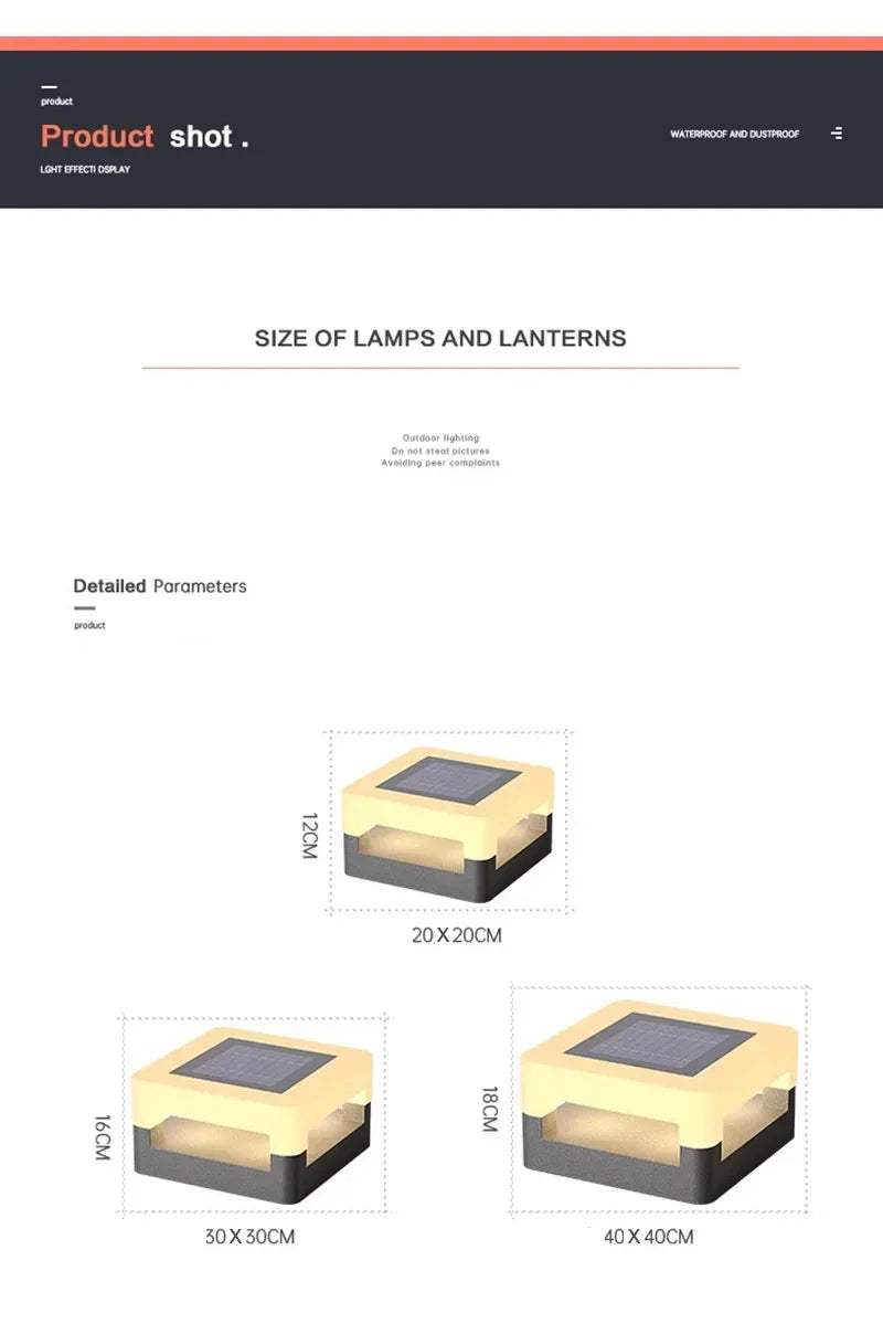 Outdoor Waterproof Solar Pillar Lights LED Wall Lamp Square Home Decor Solar Energy Super Bright Villa Lighting Door Gate Garden