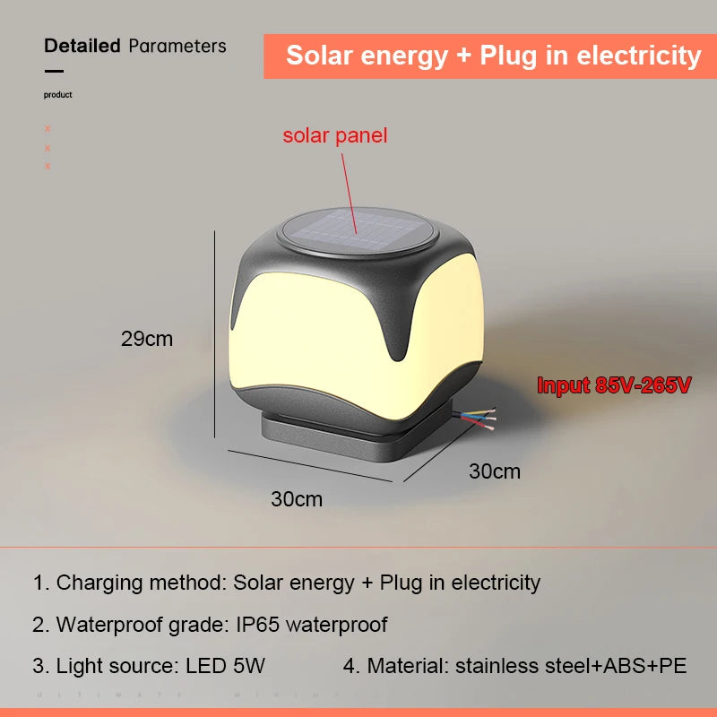 Solar Pillar Lights Outdoor Waterproof Lighting Solar Energy Doorpost Lamp LED Wall Lamp Home Decor Fence Villa Gate Garden Door