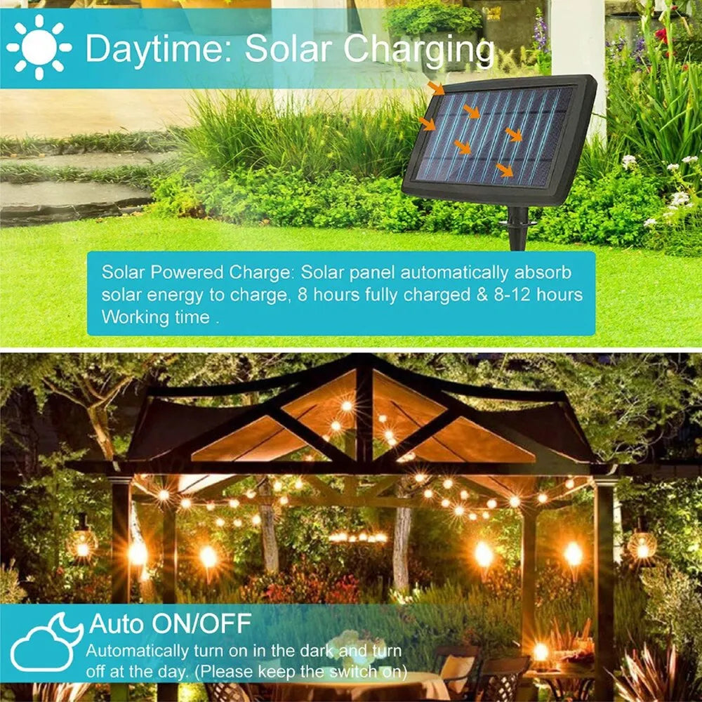 Solar Lights Outdoor G40 Garden String Lights USB Rechargeable Waterproof Outdoor Decoration Lights For Terrace Christmas