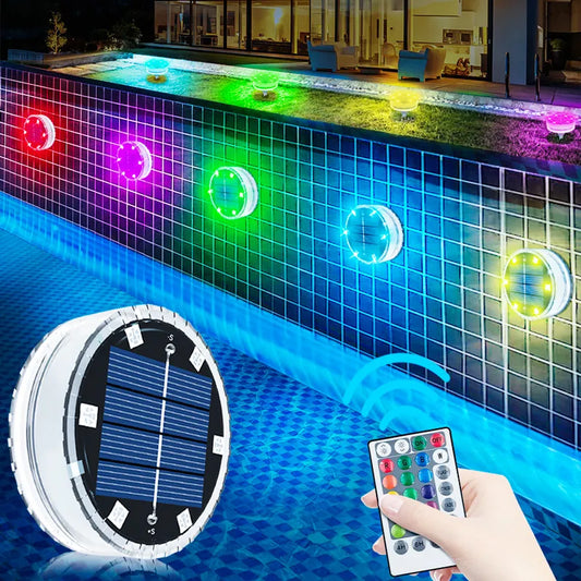 Solar LED Pool Light RGB Color Changing Underwater Solar Wall Lamp Waterproof Decoration Lights for Pond Fountain Aquarium Patio - Free Shipping