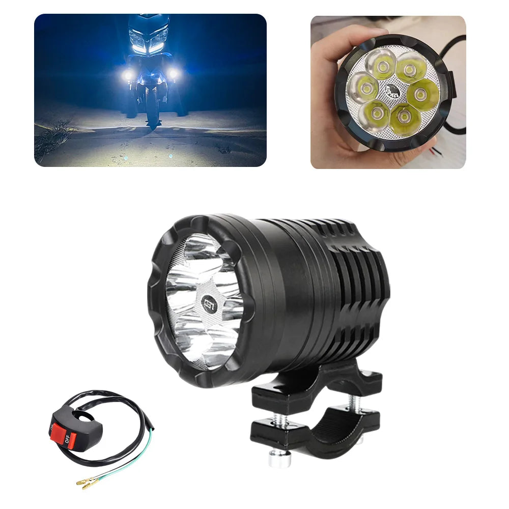 Additional Led Headlights For Motorcycle Fog Lights High/Low/Strobe Auxiliary Front Spotlights Long Range Round Flashing Lights