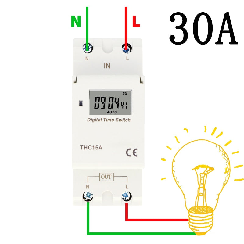 Weekly 7 Days Programmable Digital TIME SWITCH Relay Timer Control DC 12V 24V 15A Din Rail Mount
