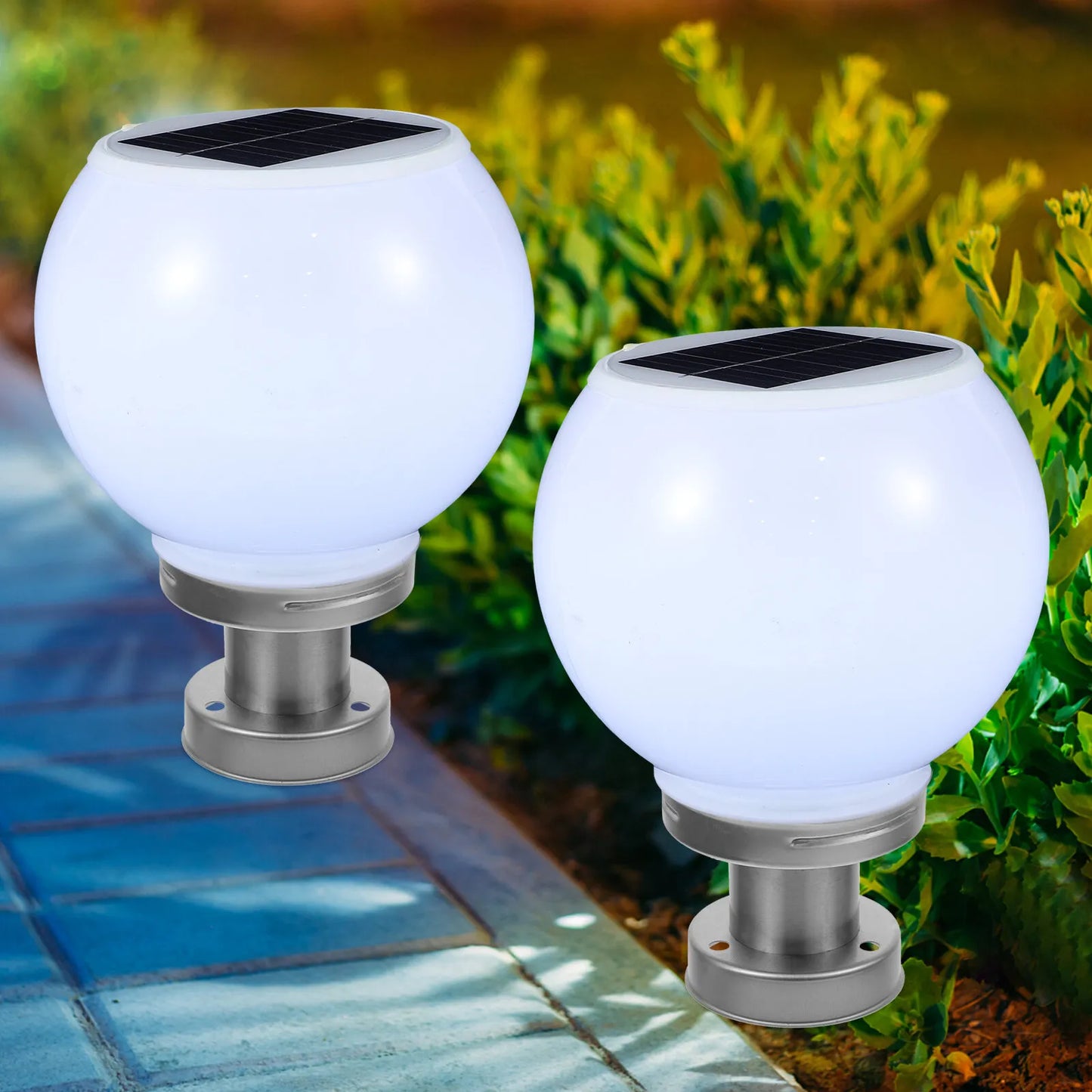 LED 200MM Solar Wall Pillar Lamp Outdoor Round Ball Round Light(White)