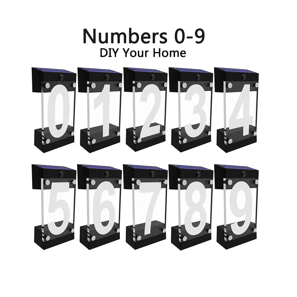 Acrylic RGB Colour Solar Address Sign Digit or Letters House Numbers Illuminated Outdoor Plaque & Remote Controller for Yard, Home