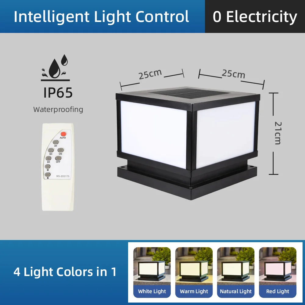 LED Solar Lights Outdoors Waterproof Solar Column Light Classical style Timed with Remote Control LED Light for Garden Patio