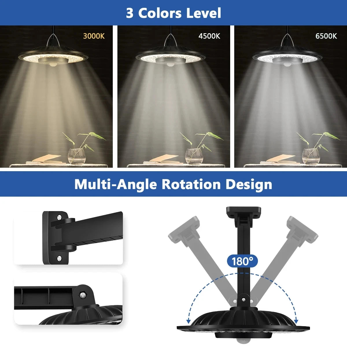 Dual Head Solar Light Indoor Outdoor Solar Powered Shed Lights with Sensor Daytime Available Dimmable Remote for Patio Gazebo