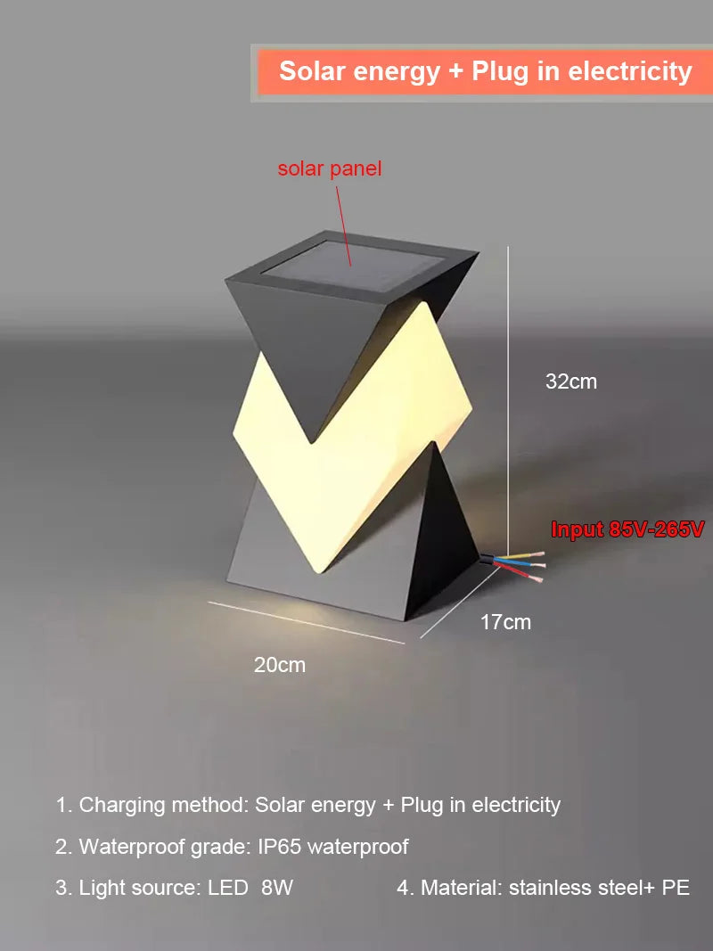 Solar Pillar Lights Outdoor Waterproof LED Wall Lamp Home Decor Modern Gate Garden Villa Lighting Solar Energy Super Bright Door