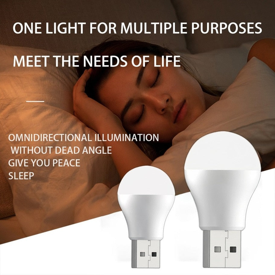 USB Plug Lamp Computer Mobile Power Charging USB Small Book Lamps LED Eye Protection Reading Light Small Round Light Night Light