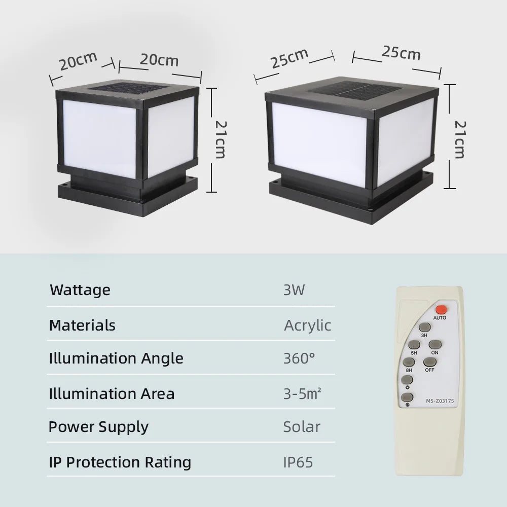 LED Solar Lights Outdoors Waterproof Solar Column Light Classical style Timed with Remote Control LED Light for Garden Patio
