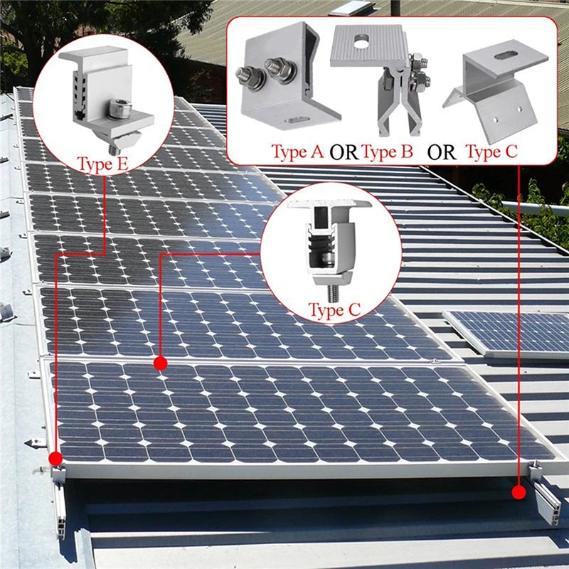 1/3/5pcs Metal Solar Panel Mounting Brackets Trapezoidal Fixture Solar Panel Clamps Support for RV Boat Solar System Accessories - Free Shipping