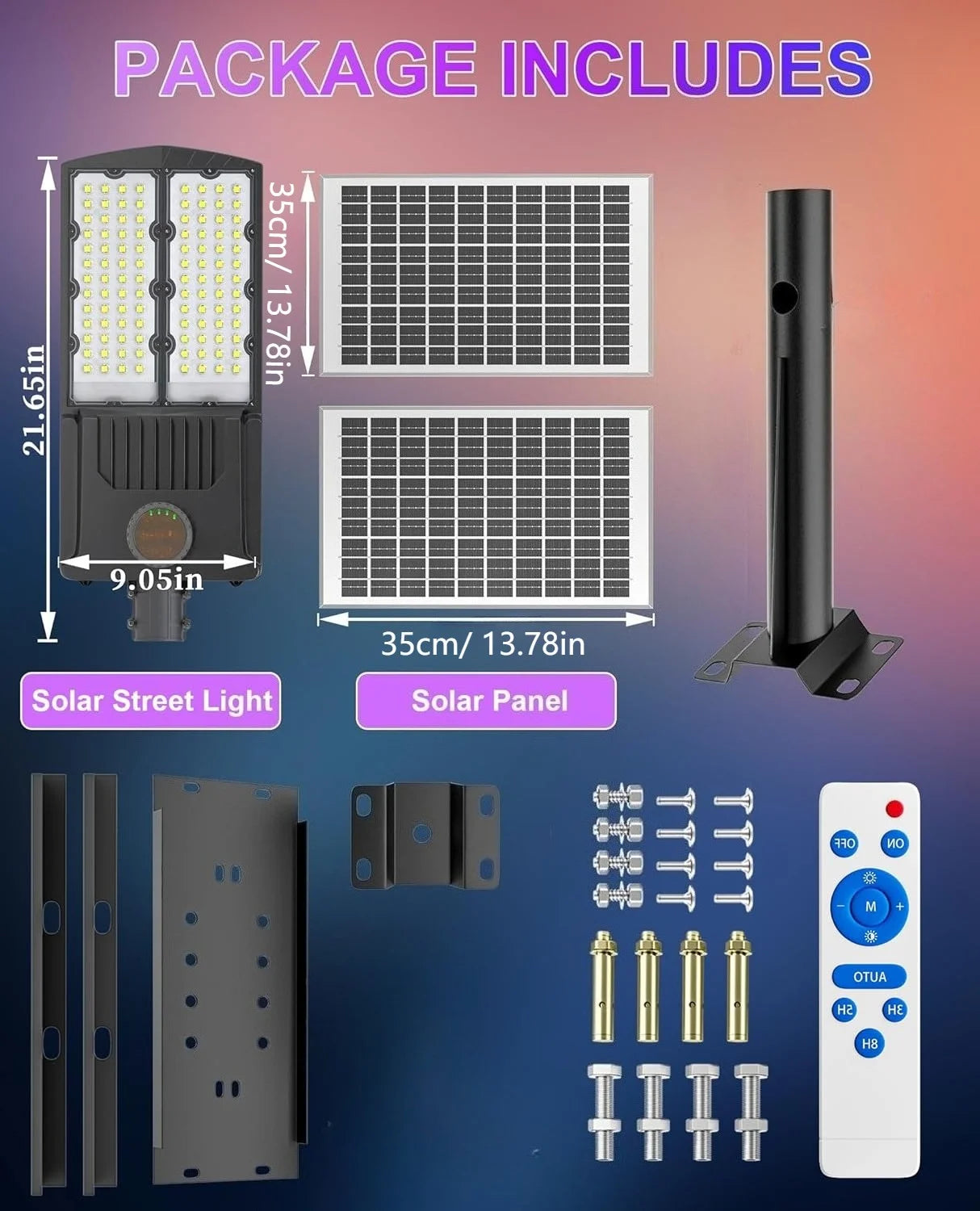8000W Solar Street Lights 480000LM Commercial Parking Lot Light Dusk to Dawn 6500K Solar Security Flood Lights for Road Garden