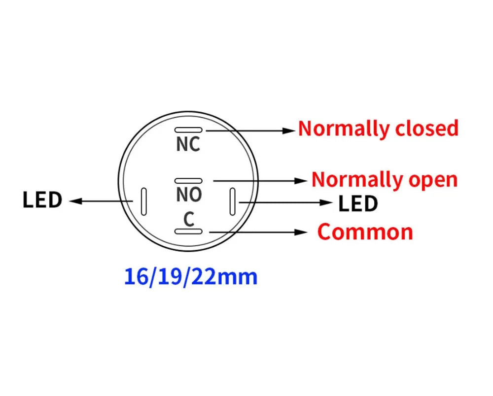 5 pcs Metal Push Button Switch 12v 16mm 19mm 22mm Ring Lamp Power Symbol Waterproof LED Light Self lock reset with connector 220 - Free Shipping