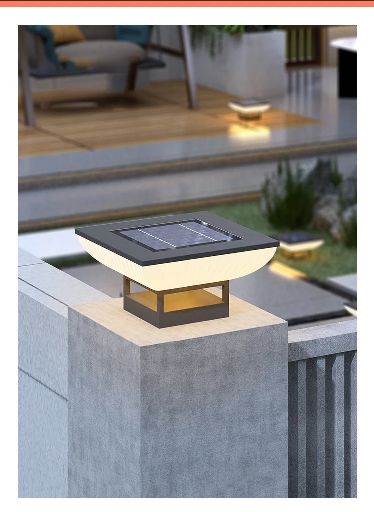 Solar Pillar Lights LED Wall Lamp Solar Energy Home Decor Lighting Outdoor Waterproof Fence Villa Gate Garden Door Courtyard