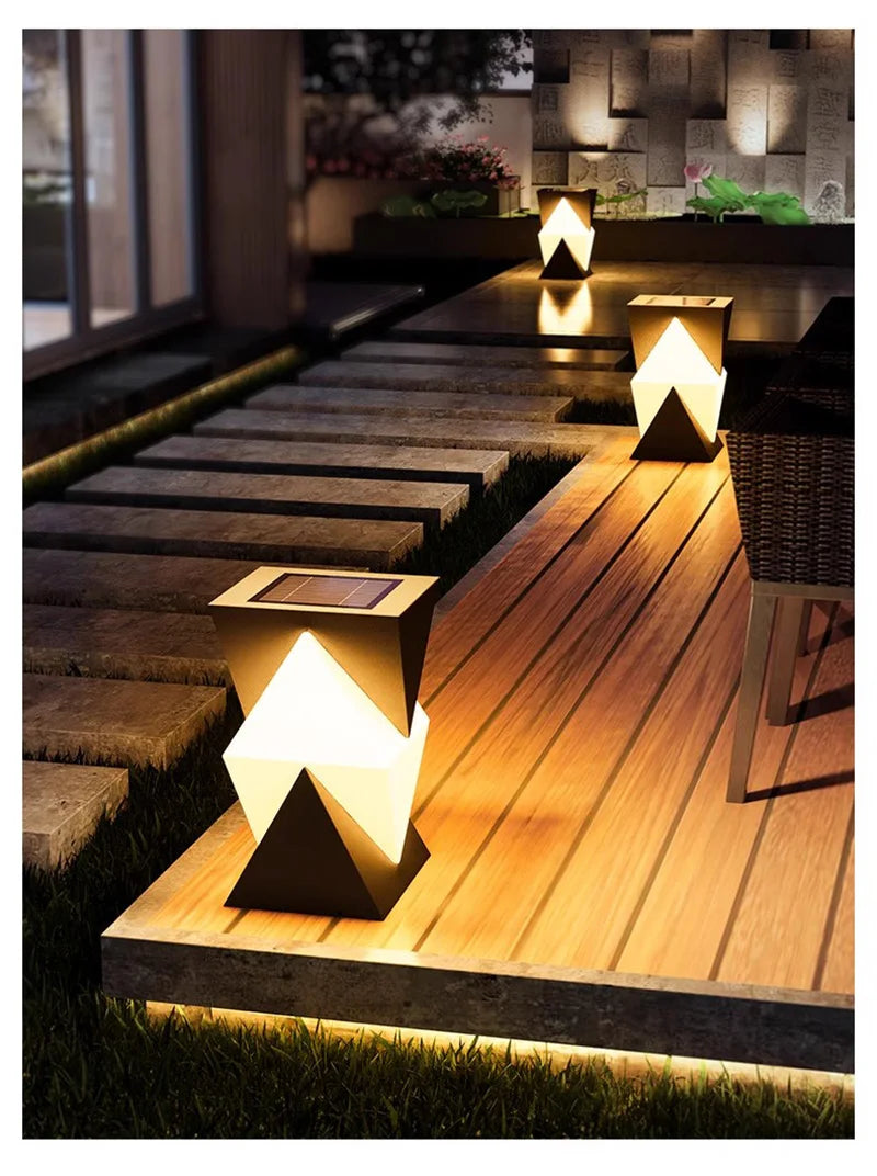 Solar Pillar Lights Outdoor Waterproof LED Wall Lamp Home Decor Modern Gate Garden Villa Lighting Solar Energy Super Bright Door