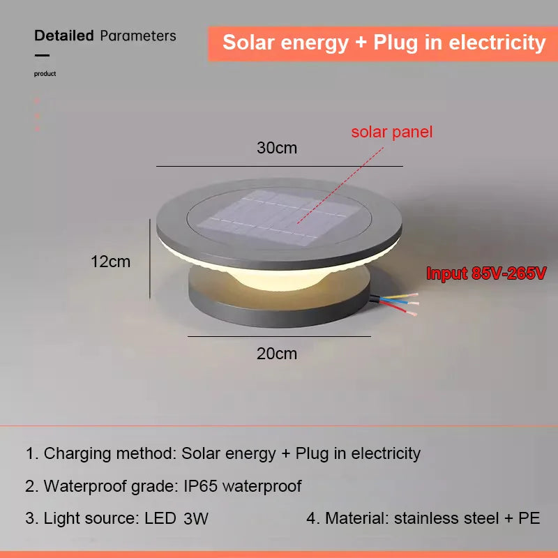 Solar Pillar Lights Solar Energy Super Bright Lighting LED Wall Lamp Outdoor Waterproof Modern Home Decor Villa Door Gate Garden