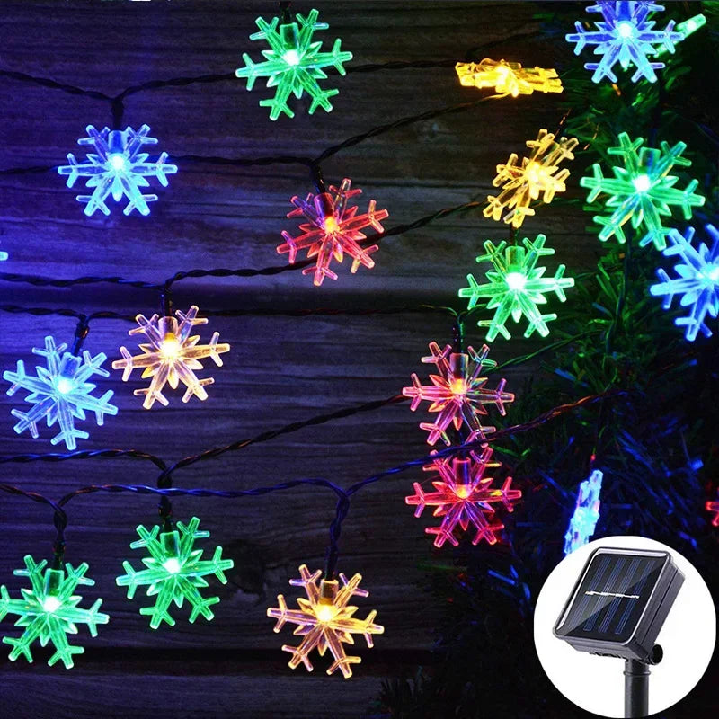Holiday Pine Cones Snowflake Lights Solar DIY Fairy Pinecon Garland Outdoor Light String for Christmas Wedding Home Party Decor