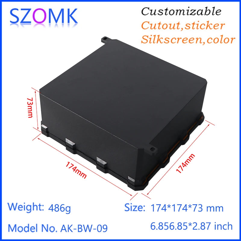 IP68 SZOMK Black Box Outdoor Waterproof Case Plastic Box Electronic Project Case Instrument Waterproof Junction Box Housing