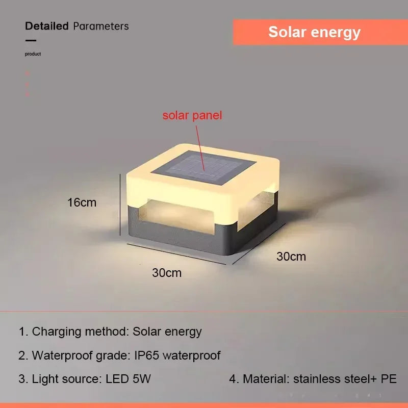 Outdoor Waterproof Solar Pillar Lights LED Wall Lamp Square Home Decor Solar Energy Super Bright Villa Lighting Door Gate Garden