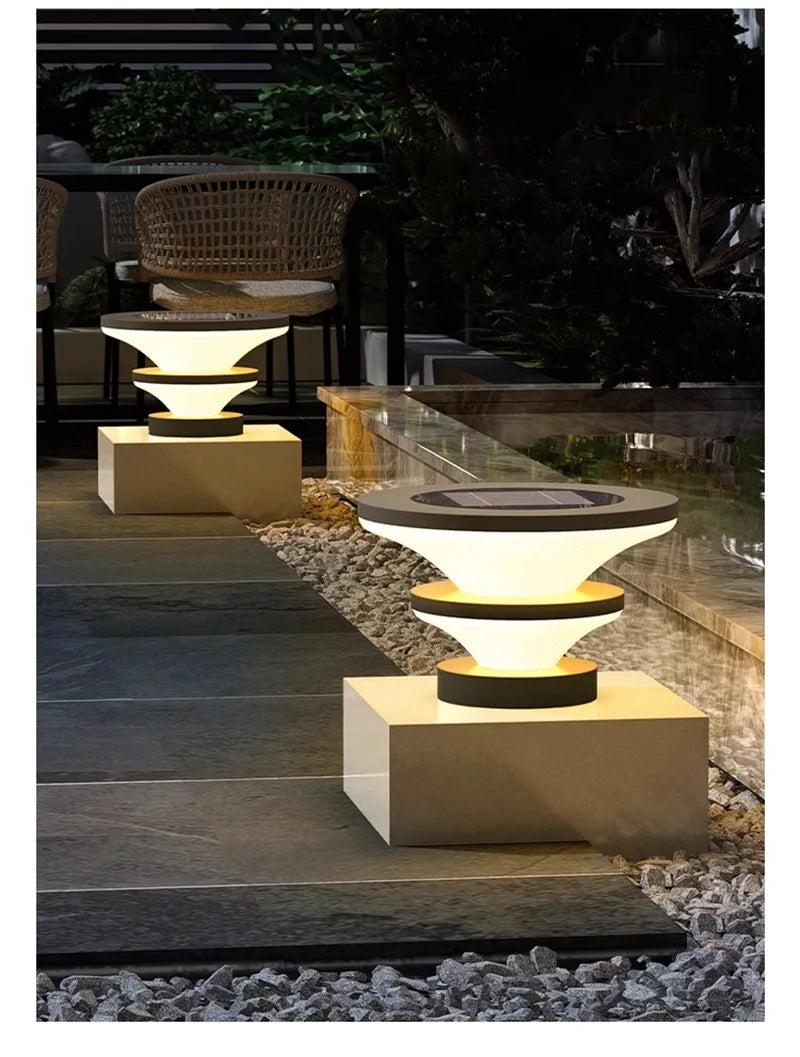 Solar Pillar Lights Solar Energy Super Bright Lighting LED Wall Lamp Outdoor Waterproof Modern Home Decor Villa Door Gate Garden