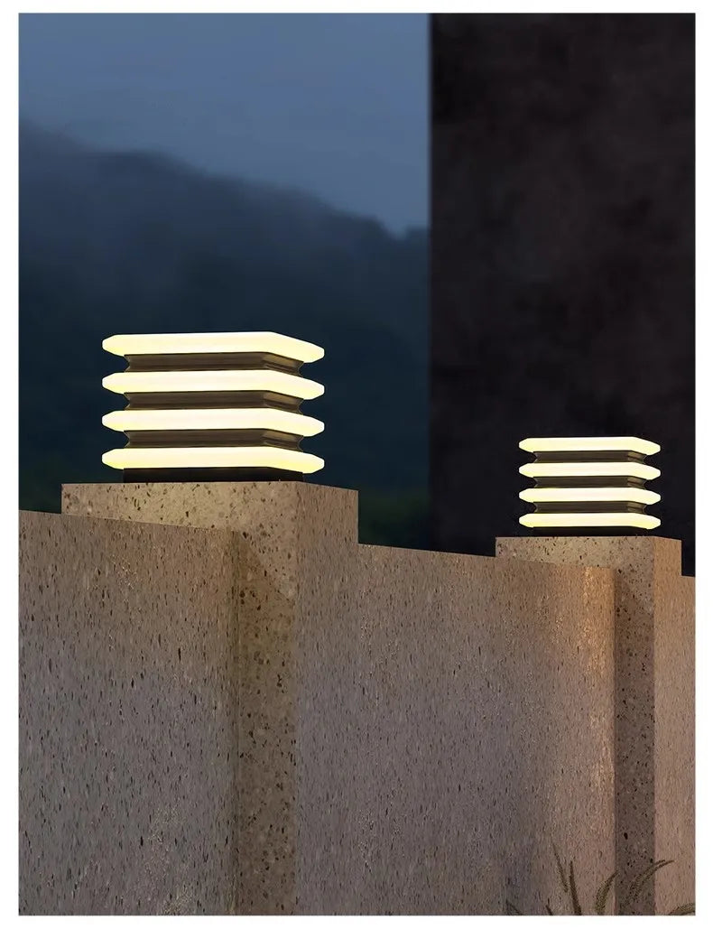 Waterproof Solar Wall Lawn Lamp Solar Column Head Light Outdoor Courtyard Door Pillar Lamp Outdoor Post Light Villa DoorLighting