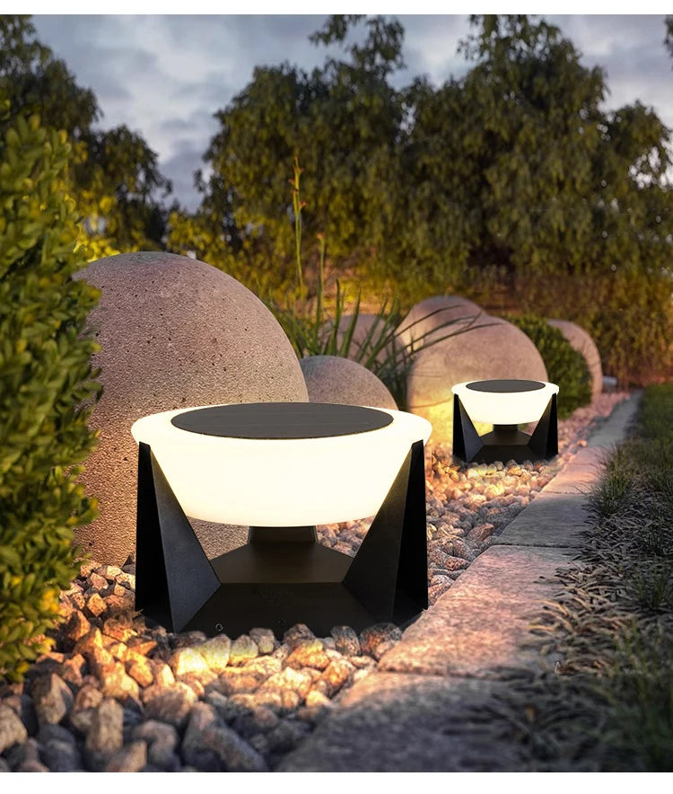 LED Solar Lights Outdoor Garden Light Column Lamps Post Light Waterproof Fence Gate Cap Light Lantern Head Lamp Patio Decoration