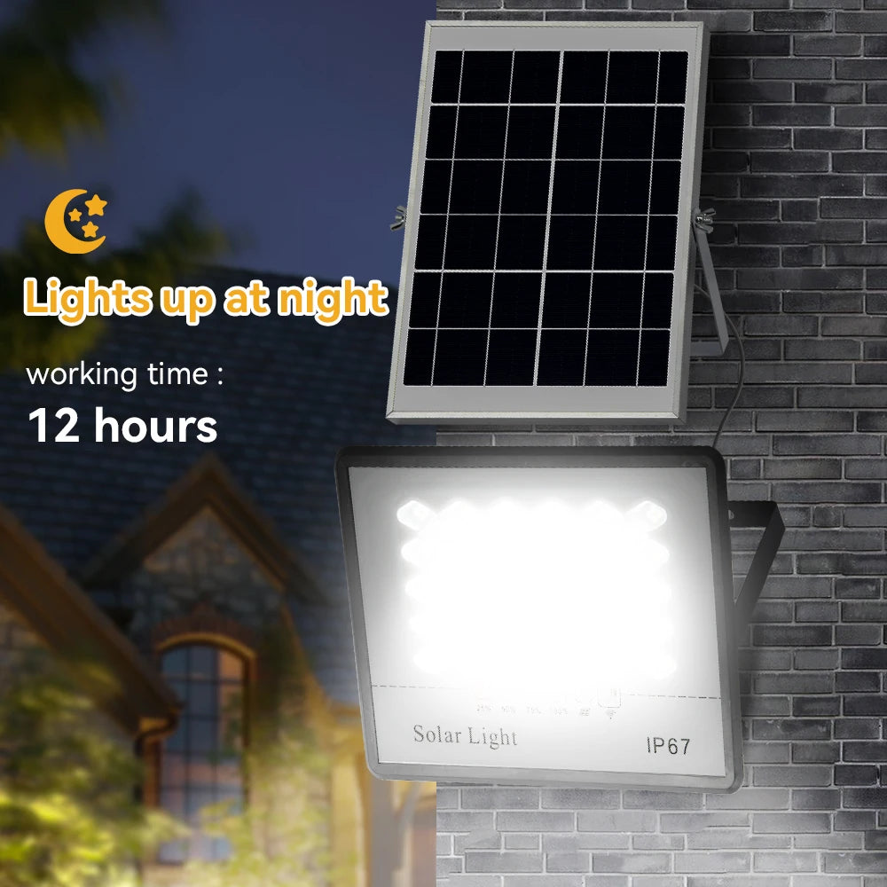 Outdoor Solar Flood Light Patio Light Garage Light with Remote Control Indicator Light IP67 For Outdoor Patio Garden Billboards