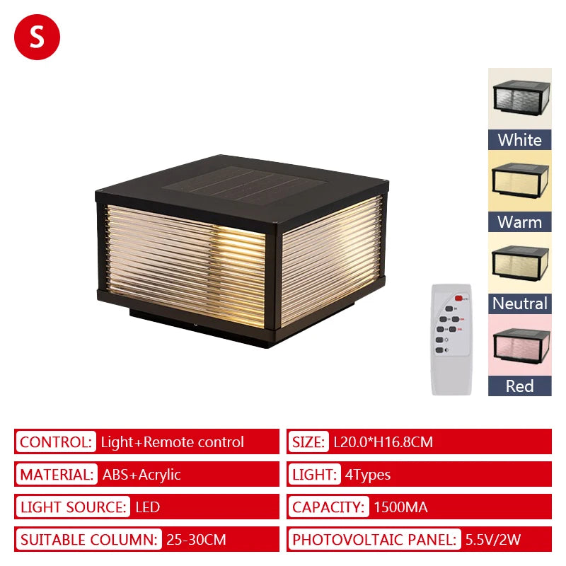 Solar LED Waterproof Lighting Outdoor Solar with Remote Control Dimming Porch Courtyard Garden Outdoor Decorative Lighting