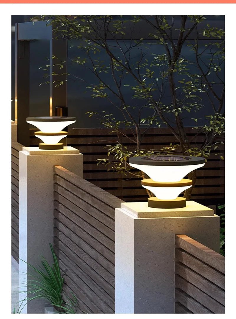 Solar Pillar Lights Solar Energy Super Bright Lighting LED Wall Lamp Outdoor Waterproof Modern Home Decor Villa Door Gate Garden