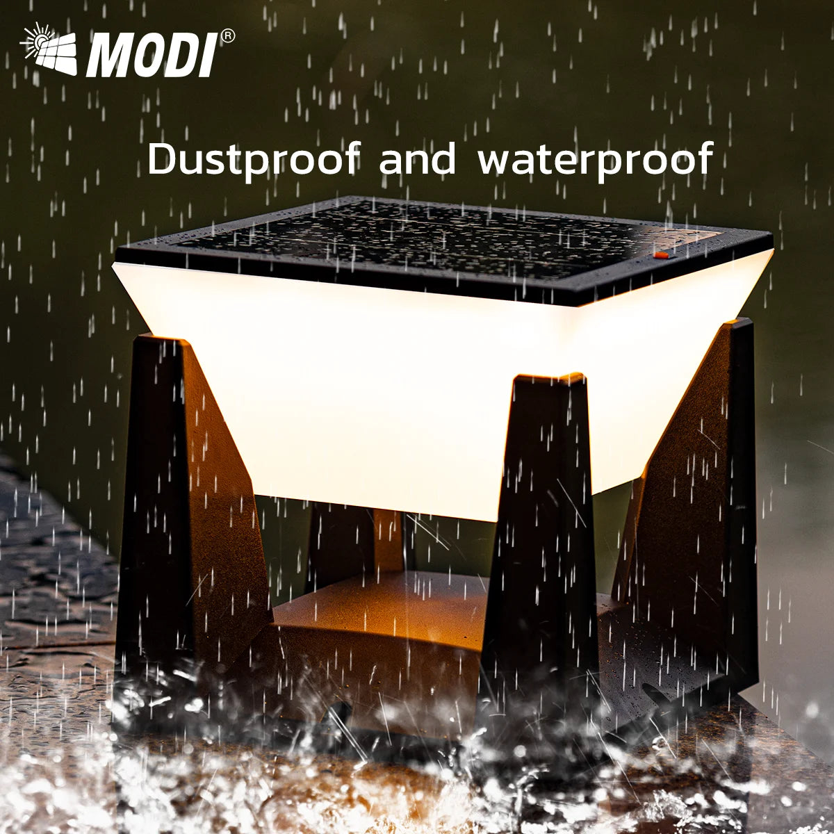 3-Color Solar Post Light IP65 Waterproof Outdoor Garden Yard Pathway LED Lamp - Solar Powered Lighting