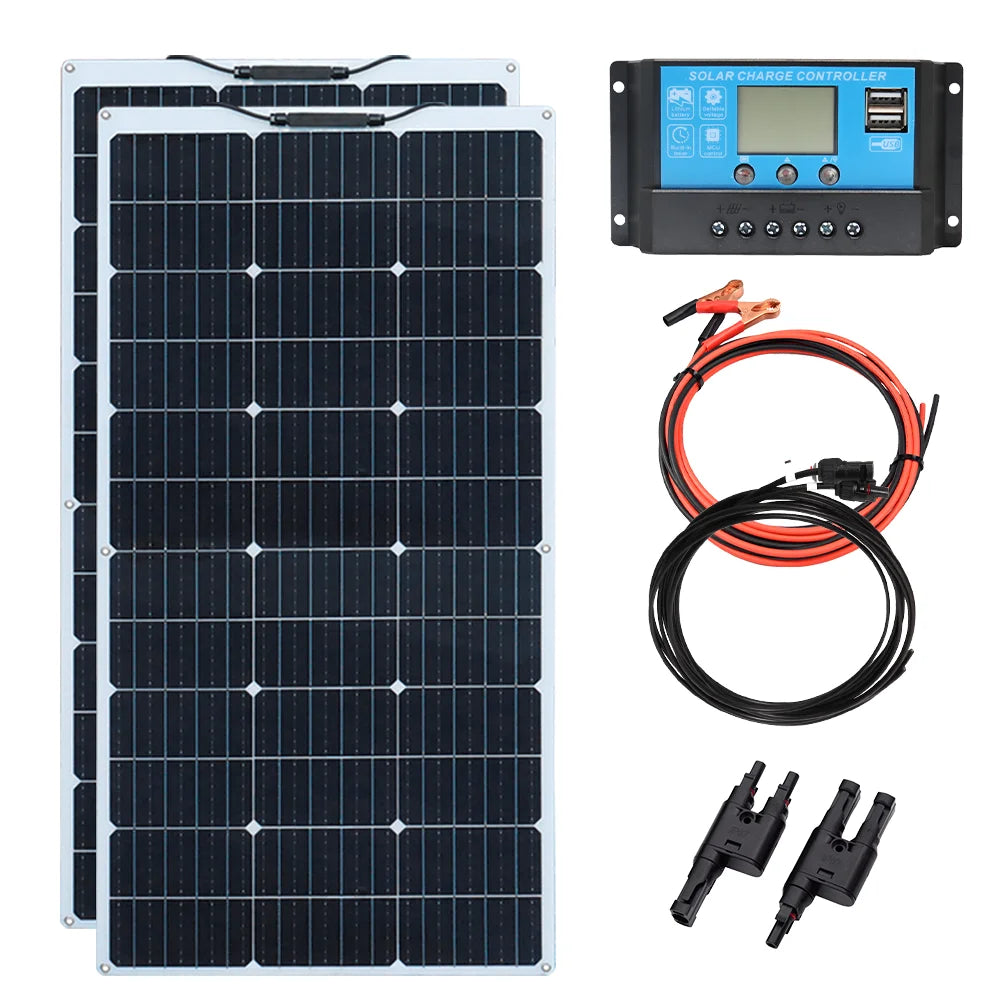 500W 400w 300W 200w 12v portable Solar Panel Flexible 18V 100W 1000W plate CELLS Monocrystalline silicon Panel Solar kit